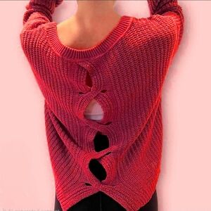 2 For $30 - Express Women's Cut-Out Back Sweater - Red